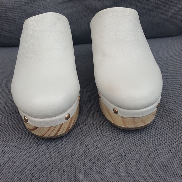 River Island Leather Studded Mules Clogs Cream Bnwot Uk5 Wooden. - Picture 8 of 13